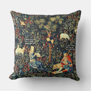 Medieval Renaissance Tapestry  Shepherds and Sheep Throw Pillow