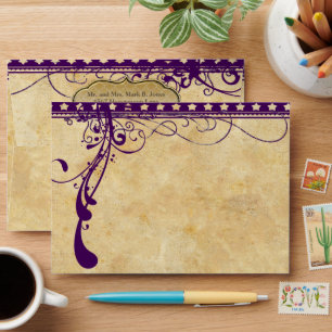 Medieval Renaissance Ultra Violet Purple Wedding Envelopes