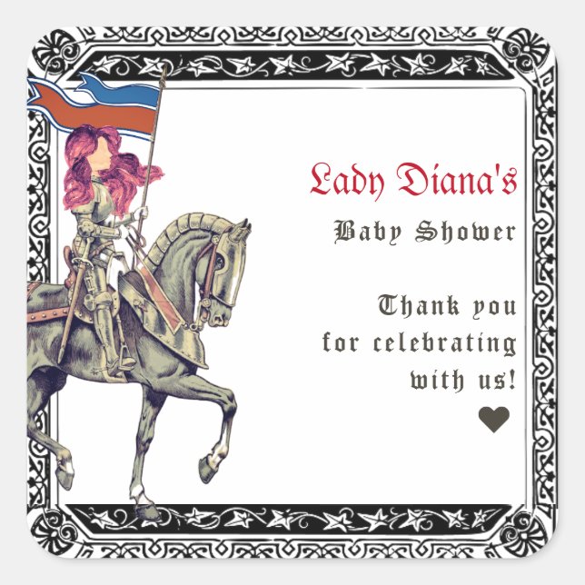 Medieval Renaissance W Knight Renfaire Baby Shower Square Sticker (Front)