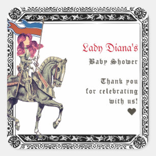 Medieval Renaissance W Knight Renfaire Baby Shower Square Sticker