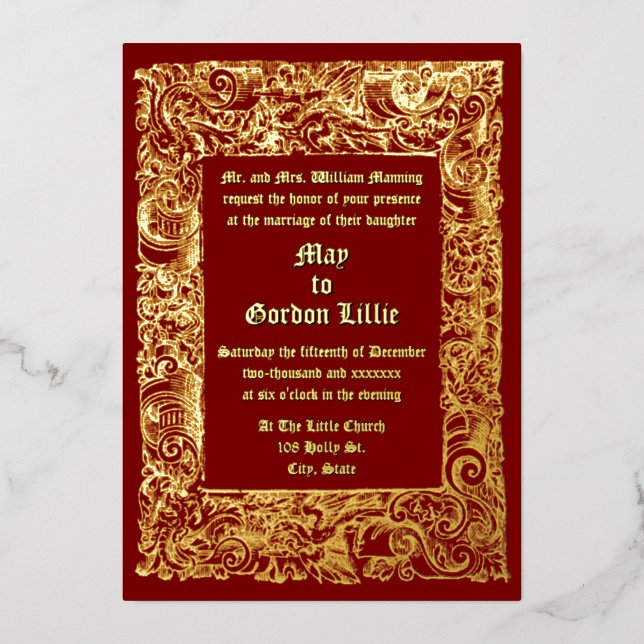 Medieval Renaissance Woodblock Border Wedding (Front)