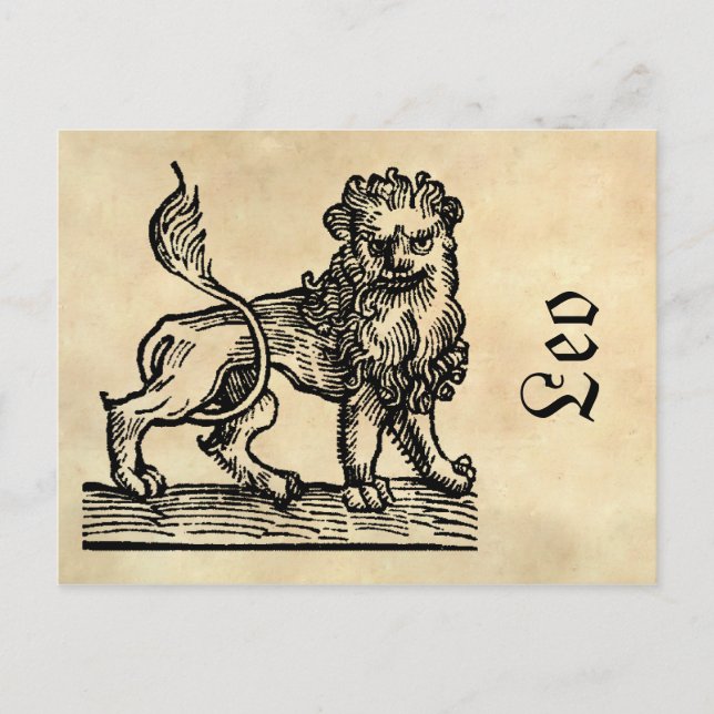 Medieval Renaissance Zodiac Symbol Leo The Lion Postcard (Front)