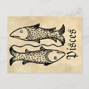 Medieval Renaissance Zodiac Symbol Pisces Postcard