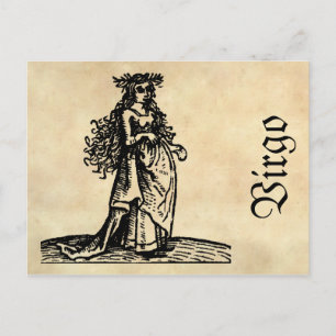 Medieval Renaissance Zodiac Symbol Virgo Postcard
