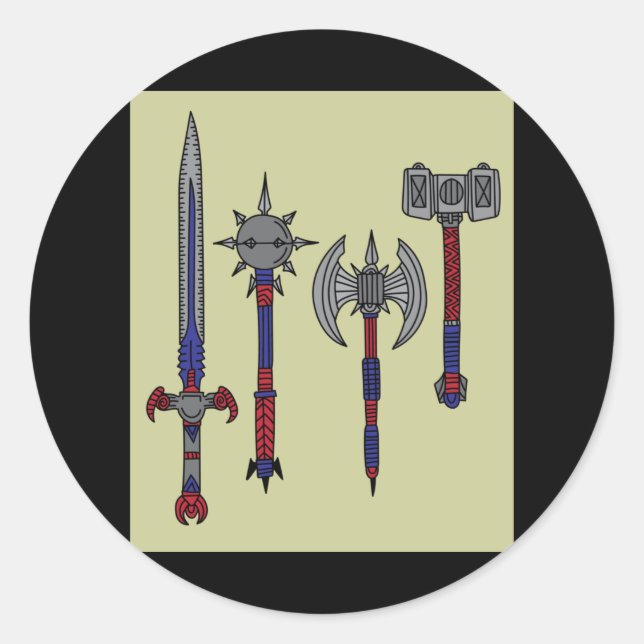 Medieval Retro Vintage Sword Classic Round Sticker (Front)