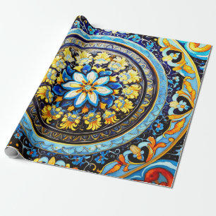 Medieval Roman Italian Spanish Floral Decoupage Wrapping Paper