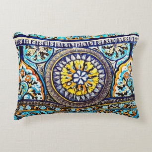 Medieval Roman Italian Spanish Majolica Floral Accent Pillow
