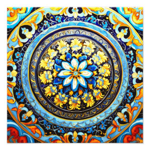 Medieval Roman Italian Spanish Majolica Floral Photo Print