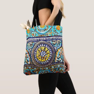 Medieval Roman Italian Spanish Majolica Floral Tote Bag
