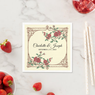 Medieval Romantic Wedding Cocktail Napkin