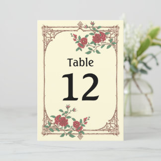Medieval Romantic Wedding Table Number Card
