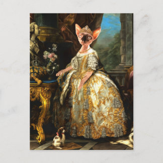 Medieval Royal Cat Portrait Painting Postcard