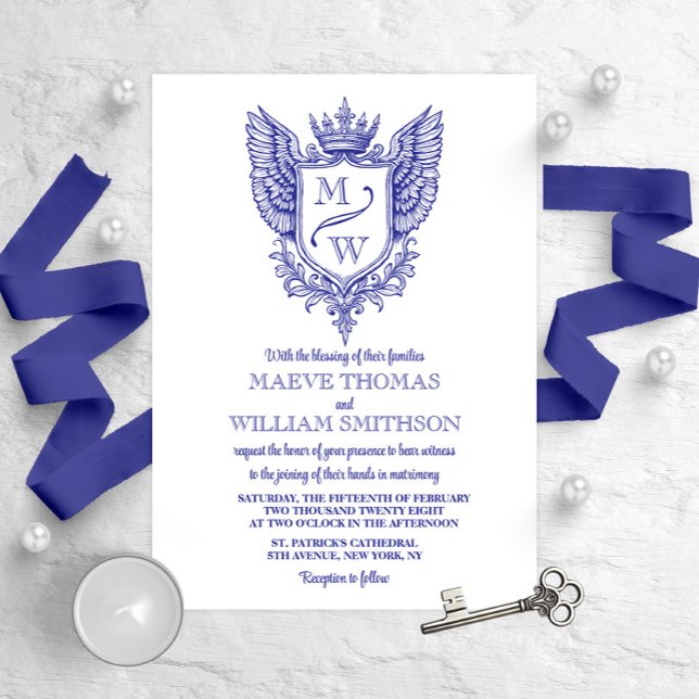 Medieval Royal Crest Monogram Wedding Invitation (Creator Uploaded)