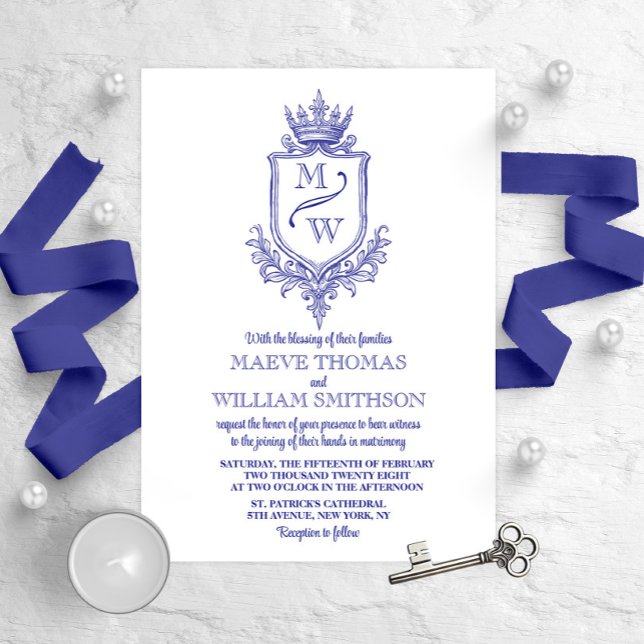 Medieval Royal Crest Monogram Wedding Invitation (Creator Uploaded)