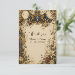 Medieval Royal Gothic Celtic Monogram Wedding Thank You Card