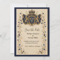 Medieval Royal Lion Crest Botanical Wedding
