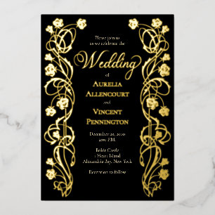 Medieval Royal Roses Sword Wedding Invitation