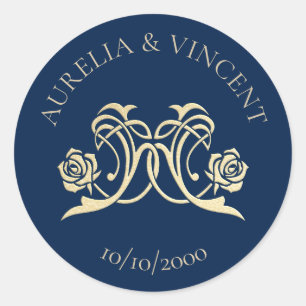 Medieval Royal Roses Wedding Classic Round Sticker