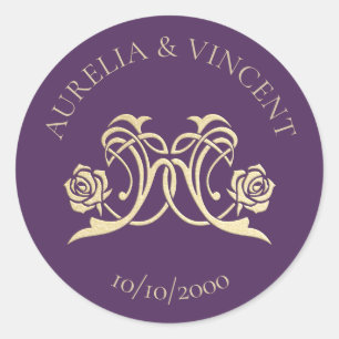 Medieval Royal Roses Wedding Classic Round Sticker