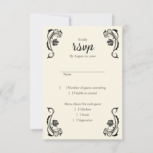 Medieval Royal Roses Wedding RSVP Card (Front)