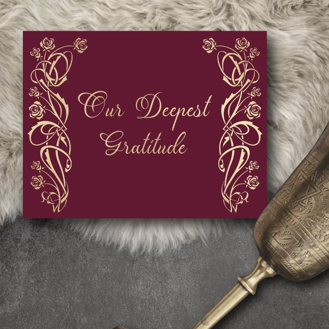 Medieval Royal Roses Wedding Thank You Card (Creator Uploaded)