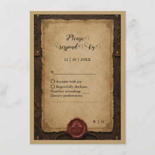 Medieval Rustic Leather Wax Seal Wedding Menu