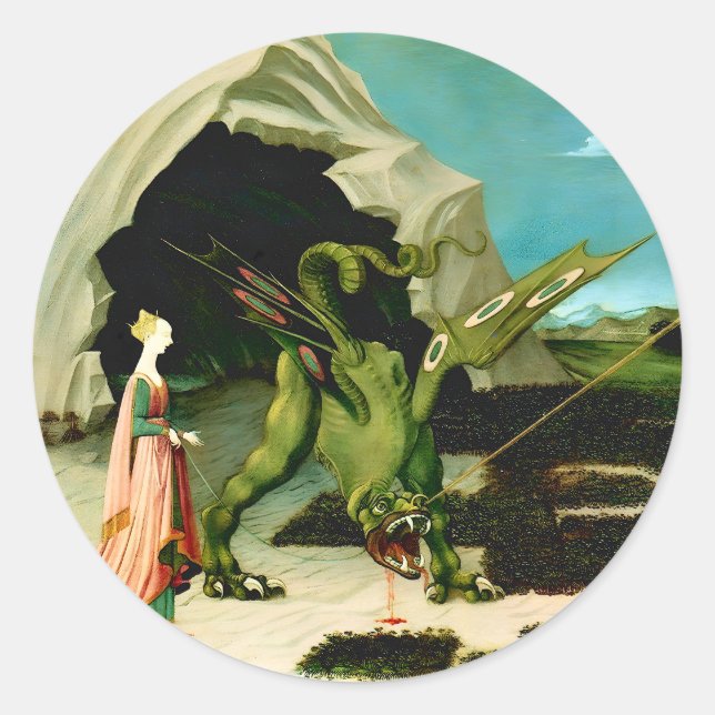 Medieval Saint George and the Dragon Sticker (Front)