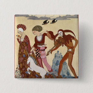 Medieval Scene by Georges Barbier 2 Inch Square Button