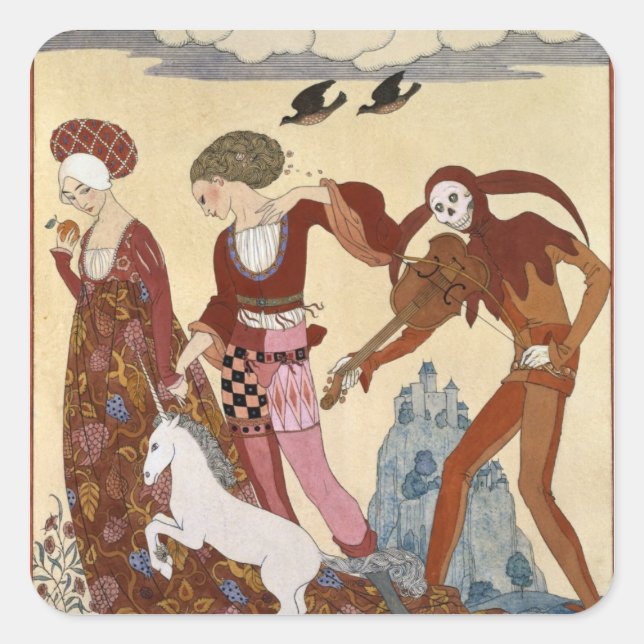 Medieval Scene by Georges Barbier Square Sticker (Front)