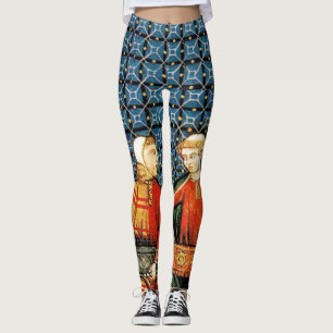 Medieval scene of Hurdy Gurdy players - Leggings