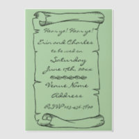 Medieval Scroll Green Wedding Save Date Invitation