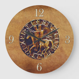 Medieval Seal of the Knights Templar Large Clock