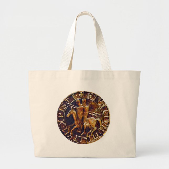 Medieval Seal of the Knights Templar Large Tote Bag (Front)