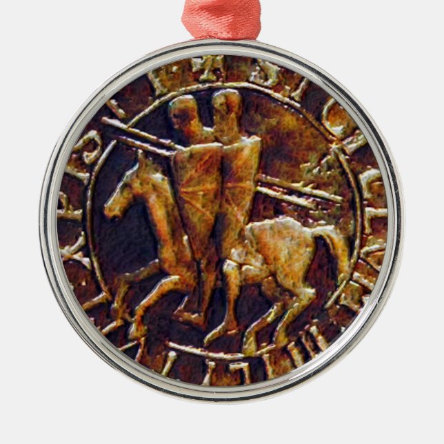 Medieval Seal of the Knights Templar Metal Ornament (Front)