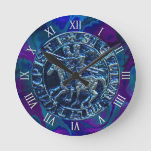 Medieval Seal of the Knights Templar Round Clock