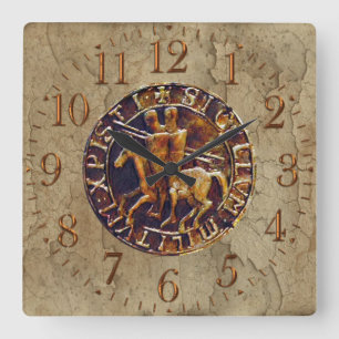 Medieval Seal of the Knights Templar Square Wall Clock