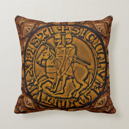 Medieval Seal of the Knights Templar Throw Pillow