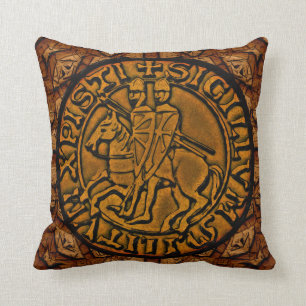Medieval Seal of the Knights Templar Throw Pillow