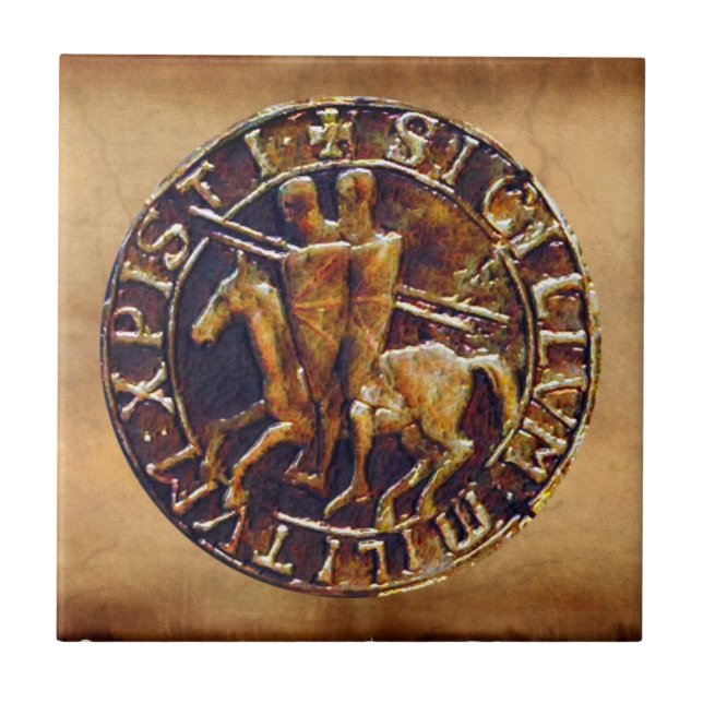 Medieval Seal of the Knights Templar Tile (Front)