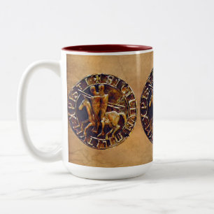 Medieval Seal of the Knights Templar Two-Tone Coffee Mug