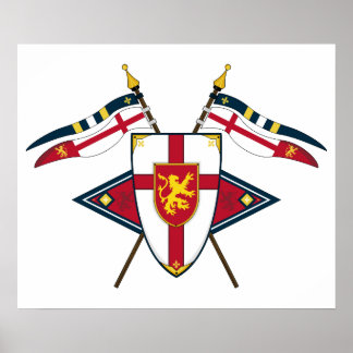 Medieval Shield and Flags Card Poster