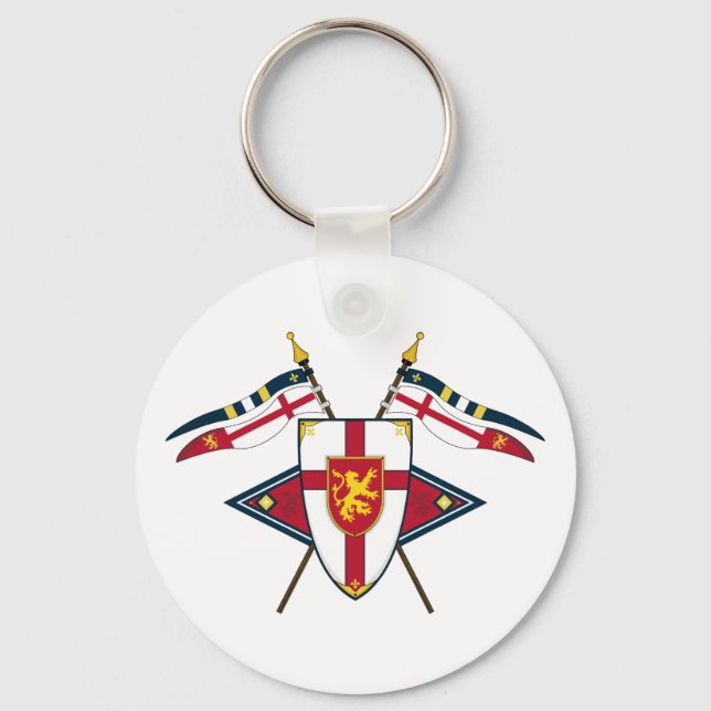 Medieval Shield and Flags Keychain (Front)