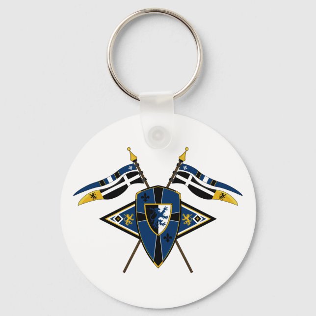 Medieval Shield and Flags Keychain (Front)
