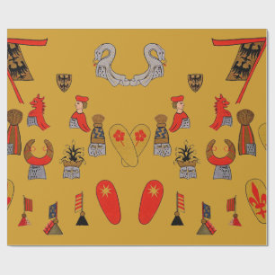 Medieval Shields, Flags and Emblems Gift Wrap