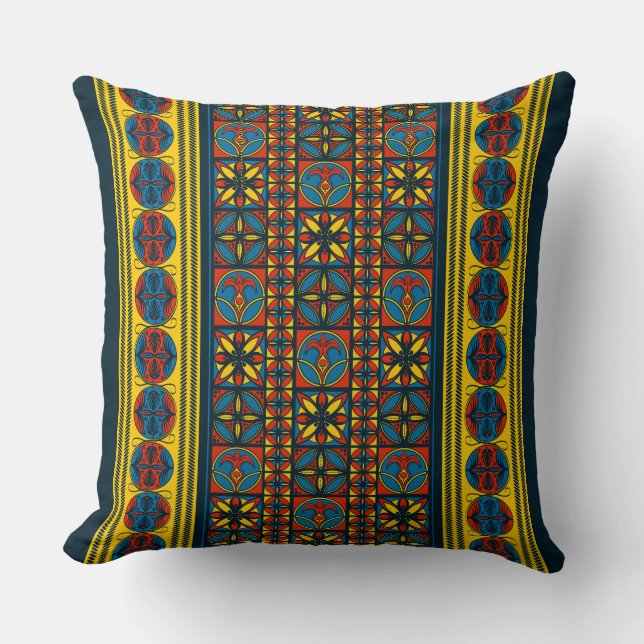 Medieval Spanish Pattern Throw Pillow (Front)