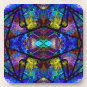 Medieval Stained Glass Digital Abstract Art Coaster