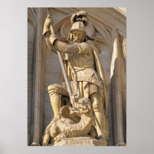 Medieval statue of Archangel Michael Poster
