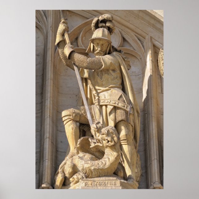 Medieval statue of Archangel Michael Poster (Front)