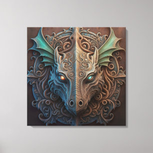 Medieval Stone Gargoyle Dragon Carving Canvas Print