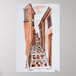 Medieval Streets of Bastia Corsica, France Poster